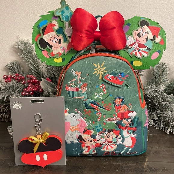 Disney Parks 2023 Loungefly Christmas Holiday GID Backpack Set NEW - Picture 5 of 5